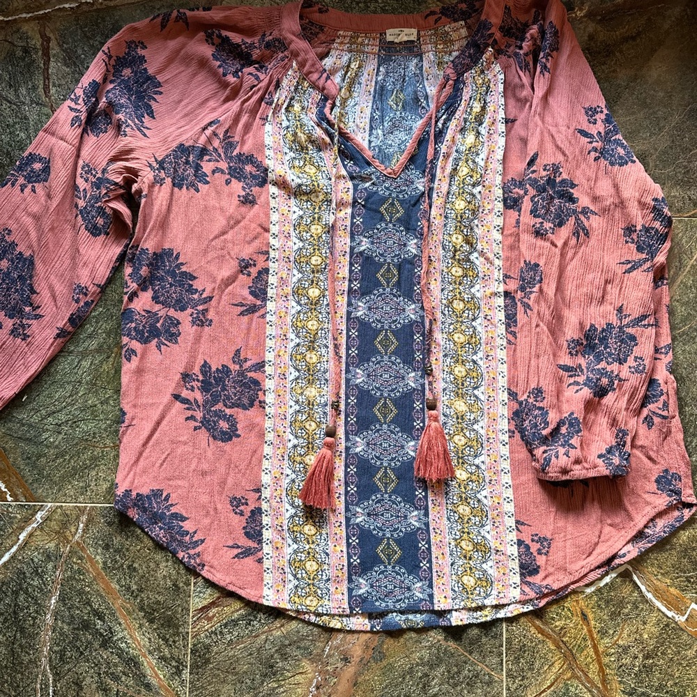 Mason & Belle Western Boho 3/4 Sleeve Pullover